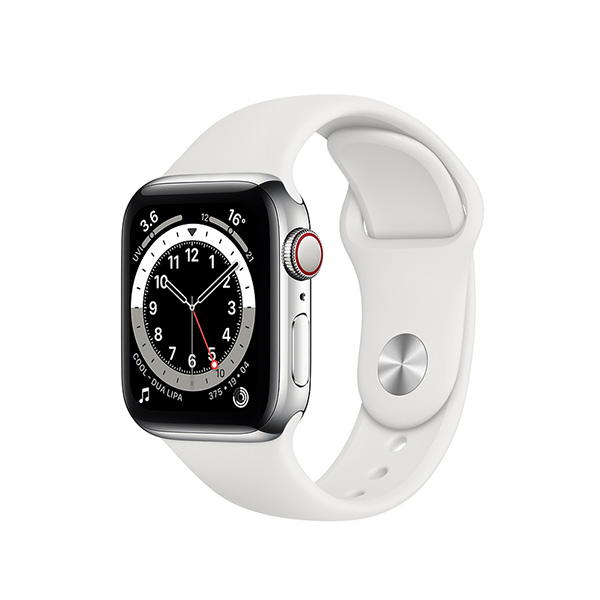 Đồng hồ thông minh Apple Watch Series 6 40mm (4G) Viền Thép Bạc  -Dây Cao Su Trắng