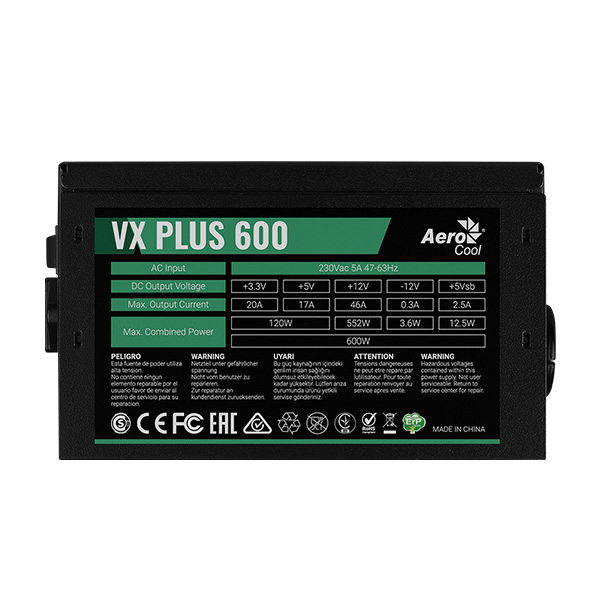Nguồn AEROCOOL VX PLUS 600 230V N-PFC