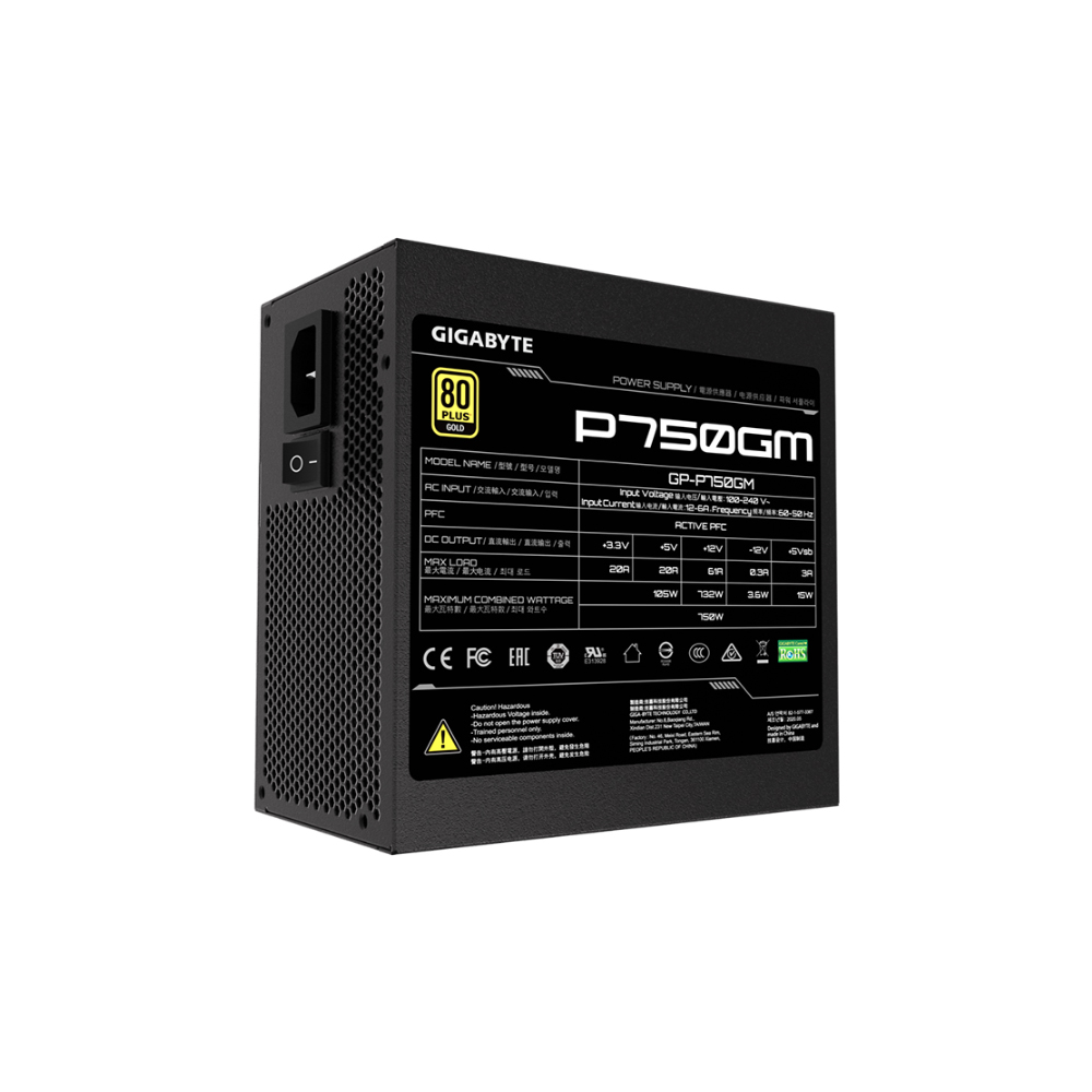 Nguồn máy tính Gigabyte GP-P750GM (750W/ 80 Plus Gold/ Full-Modular/ Đen)