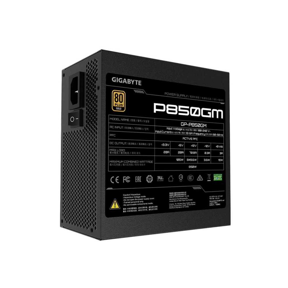 Nguồn máy tính Gigabyte P850GM (850W/ 80 Plus Gold/ Full-Modular/ Đen)