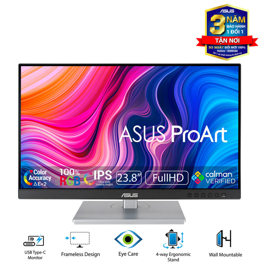 Màn hình đồ họa Asus ProArt PA247CV (23.8Inch/ Full HD/ 5ms/ 75HZ/ 300 cd/m2/ IPS/ USB-C/Loa)
