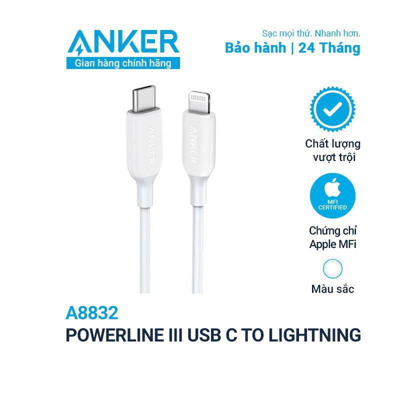 Cáp sạc ANKER PowerLine II Lightning- USBC 0.9m - A8832