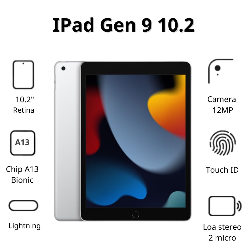 Máy tính bảng Apple IPad Gen 9 10.2 Cellular MK4H3ZA/A (256GB/ Silver)