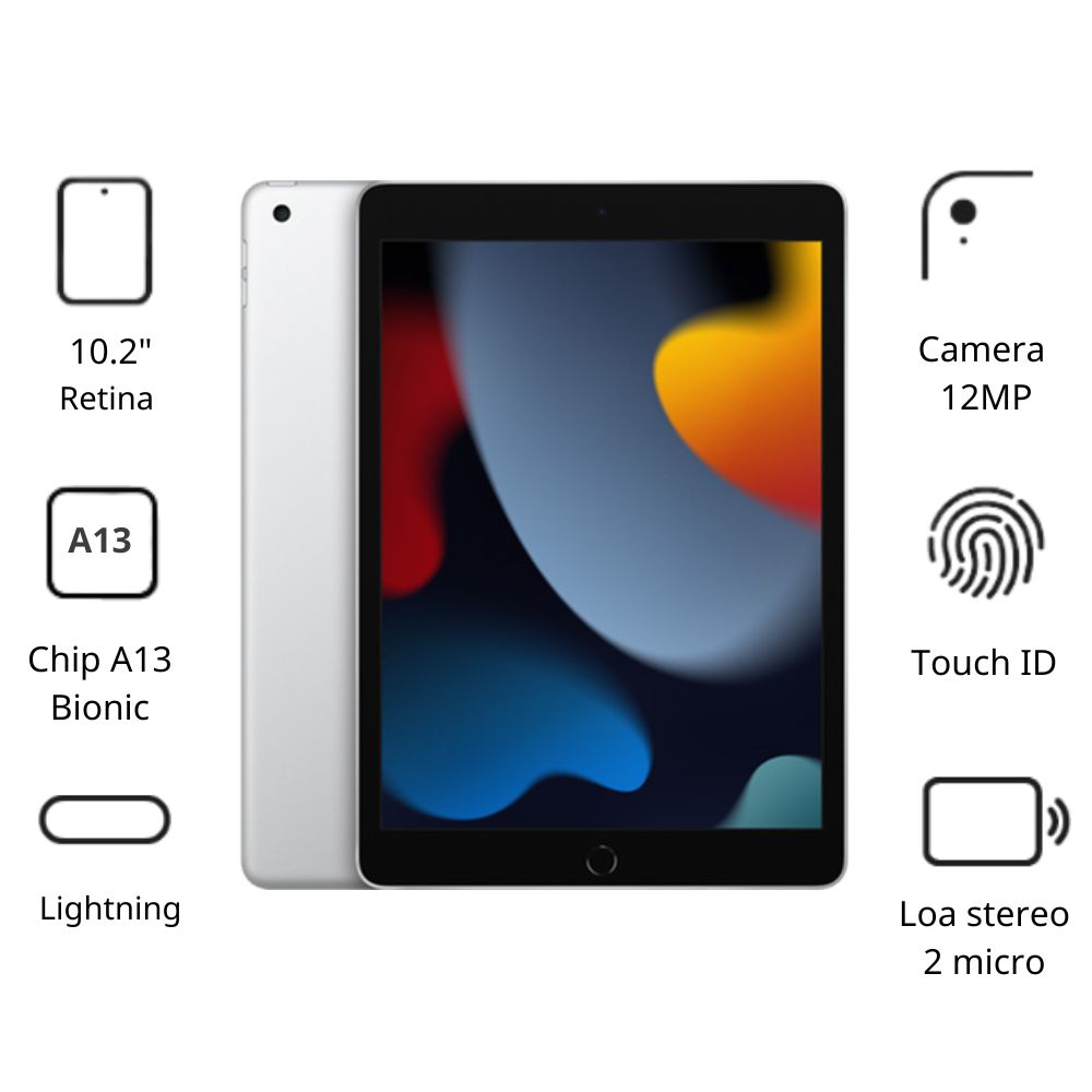 Máy tính bảng Apple IPad Gen 9 10.2 Wifi MK2P3ZA/A (256GB/ Silver)