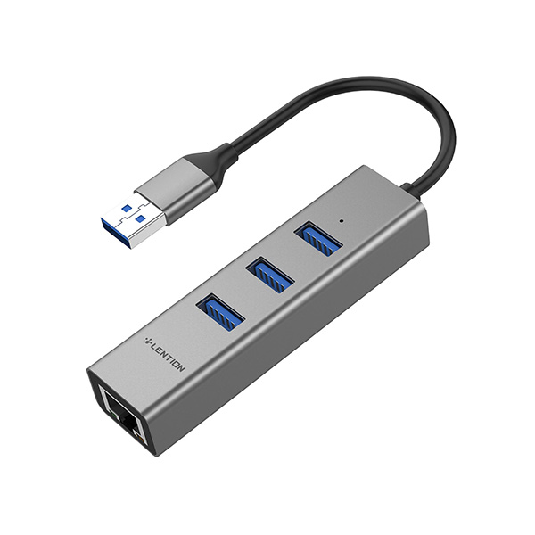 Bộ chuyển Lention H23s USB-A 4 trong 1 (từ USB 3.0 sang 3 cổng USB3.0 và 1 cổng Lan Gigabit)