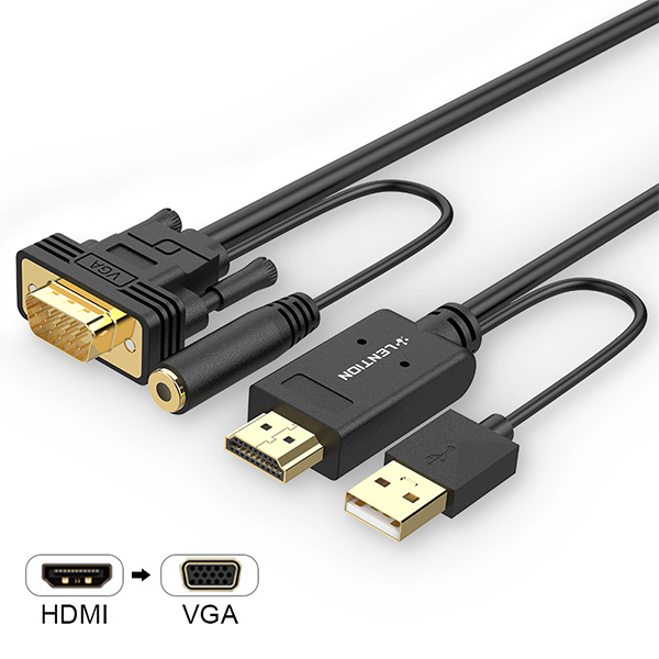 Cáp chuyển Lention HpVa-P1-2M HDMI sang VGA + Audio(dài 2m)