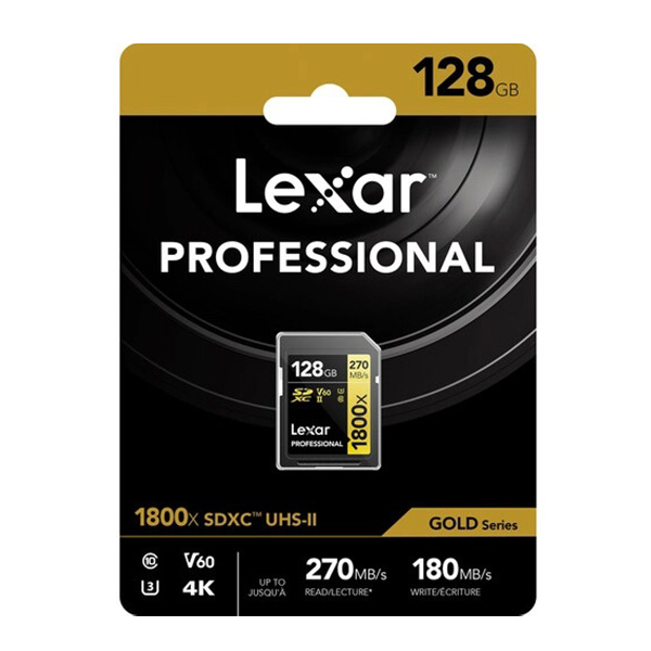 Thẻ nhớ SD Lexar Professional 1800x SDXC V60 128Gb (R/W:270/180M)