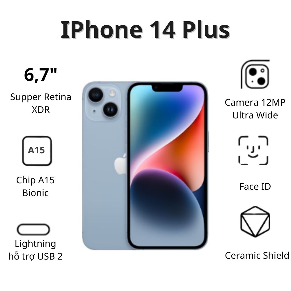 Điện thoại DĐ Apple iPhone 14 Plus 512GB (VN/A) Blue