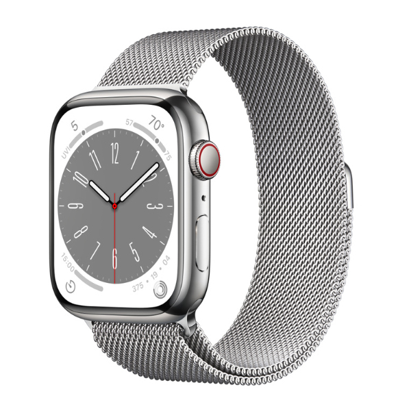 Đồng hồ thông minh Apple Watch Series 8 (41mm/ LTE/ Viền Thép/ Dây Thép/ Silver/ MNJ83VN/A)