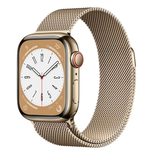 Đồng hồ thông minh Apple Watch Series 8 (41mm/ LTE/ Viền Thép/ Dây Thép/ Gold/ MNJF3VN/A)