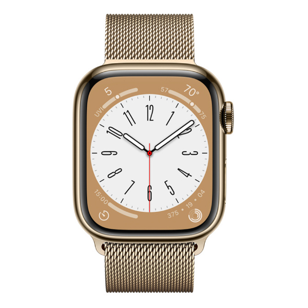 Đồng hồ thông minh Apple Watch Series 8 (41mm/ LTE/ Viền Thép/ Dây Thép/ Gold/ MNJF3VN/A)