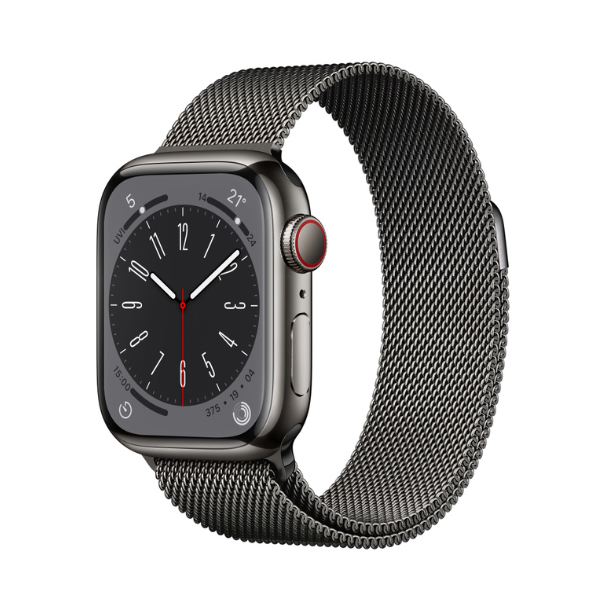 Đồng hồ thông minh Apple Watch Series 8 (45mm/ LTE/ Viền Thép/ Dây Thép/ Graphite/ MNKX3VN/A)