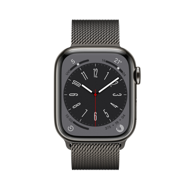 Đồng hồ thông minh Apple Watch Series 8 (45mm/ LTE/ Viền Thép/ Dây Thép/ Graphite/ MNKX3VN/A)