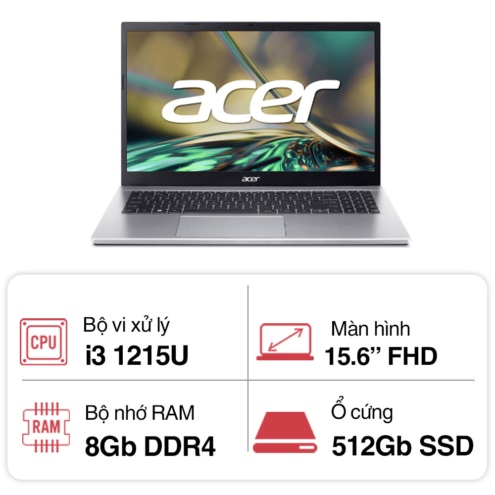 Laptop Acer Aspire A315-59-381E NX.K6TSV.006 (i3 1215U/ 8GB/ 512GB SSD/ 15.6 inch FHD/ Win11/ 1Y)