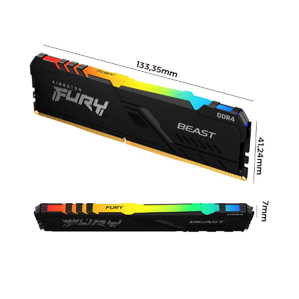 Ram desktop Kingston Fury Beast RGB 32GB (2x16GB) DDR5 6000MHz (KF560C40BBAK2-32) (DDR5/ 6000 Mhz/ LED RGB/ Tản nhiệt/ Non-ECC)