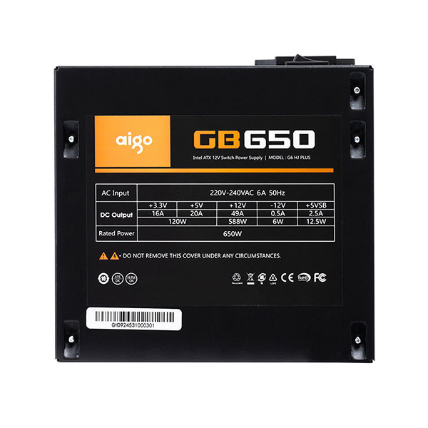 Nguồn AIGO GB650 - 650W (80 Plus Bronze/Màu Đen)