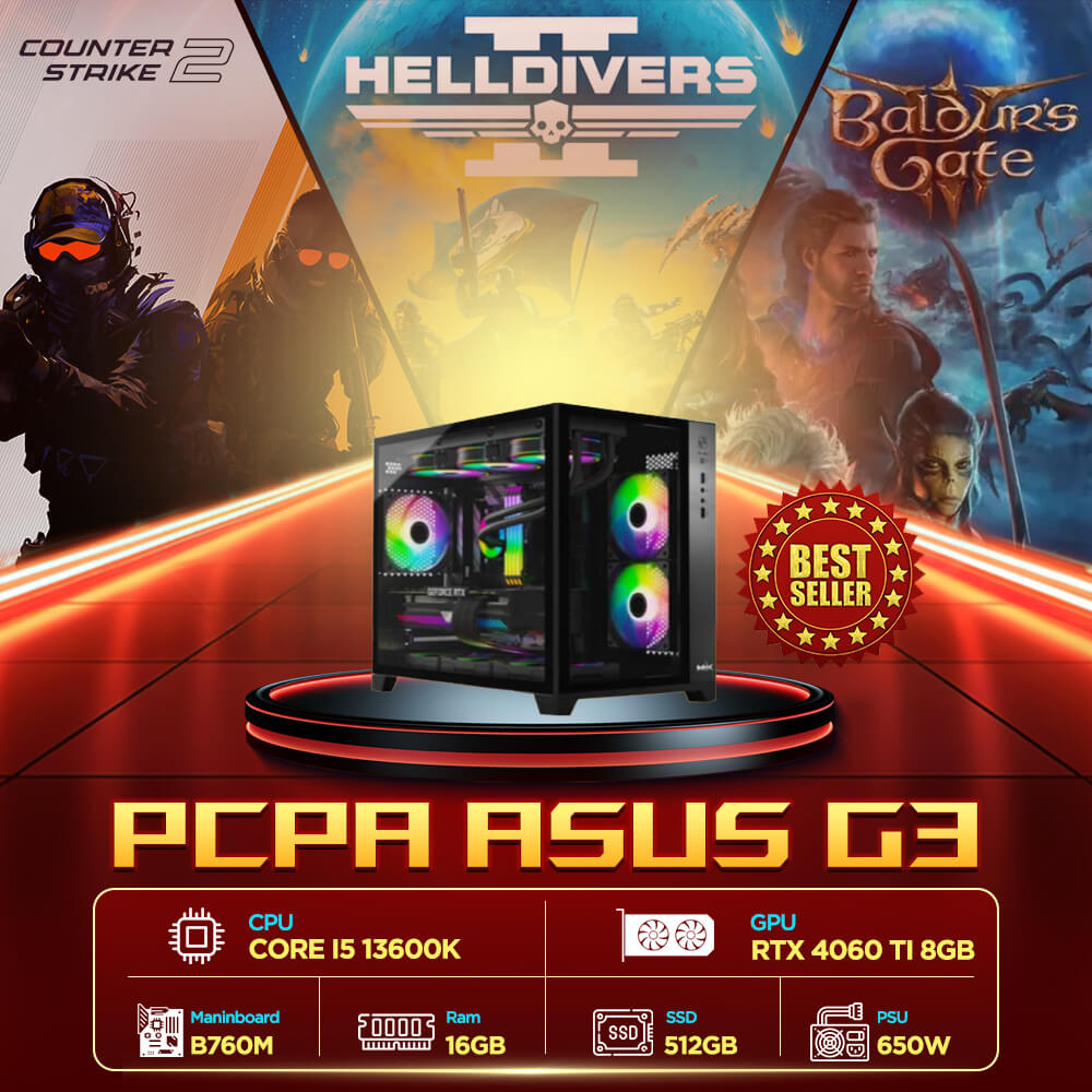 Máy tính để bàn PCPA ASUS Gaming -I5/16G/RTX4060TI (Core i5 13600K/ Intel B760/ 16GB/ 512GB SSD/ RTX 4060 Ti 8Gb/ NoOS)