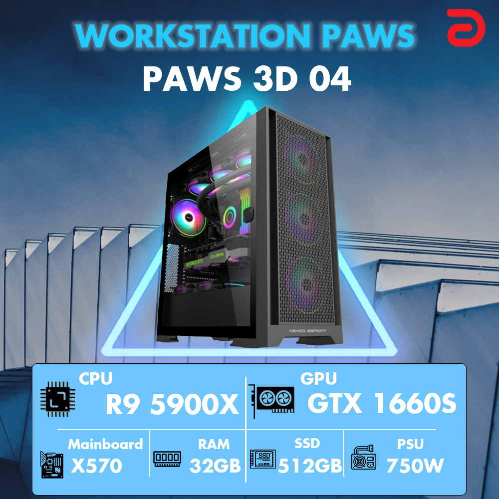 Máy trạm Workstation PAWS 3D 04 -5900X/X570/32G/512Gb/GTX1660S