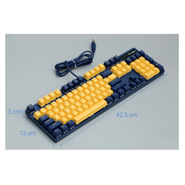 Bàn phím cơ Rapoo V500 Pro Yellow Blue (Blue Switch/ LED Trắng)