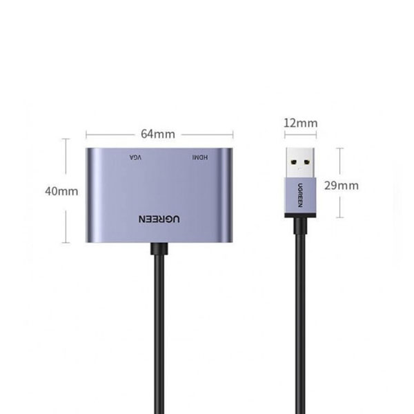 Cáp chuyển Ugreen 20518 USB 3.0 sang HDMI và VGA