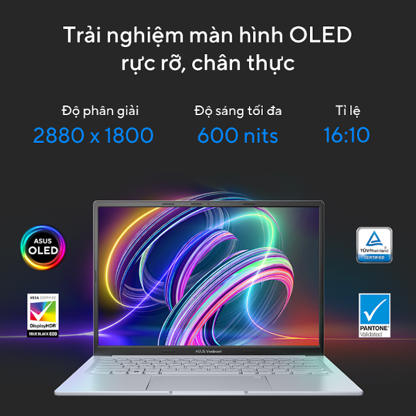 Laptop Asus Vivobook 14X OLED S3405VA-KM072W (i5 13500H/ 16GB/ 512GB SSD/14 inch 2.8K/Win11/ Bạc/ Vỏ nhôm)