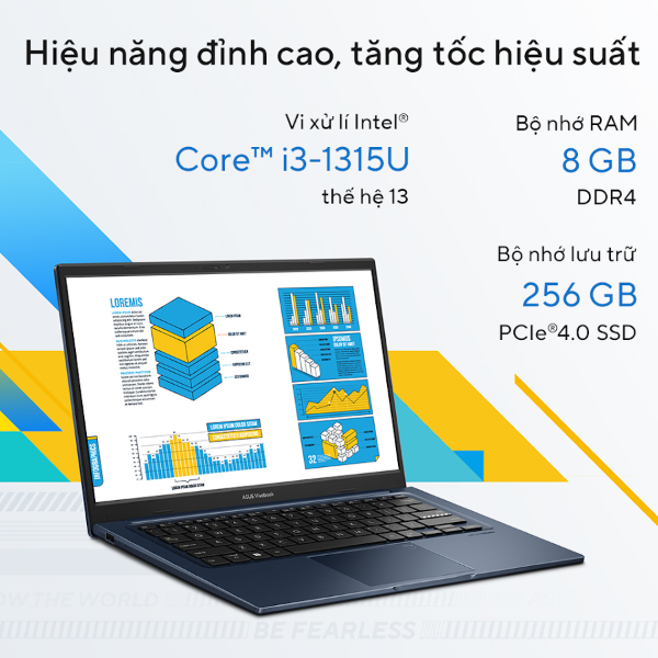 Laptop Asus Vivobook 14 X1404VA-NK124W (Core i3 1315U/ 8GB/ 256GB SSD/ Intel UHD Graphics/ 14.0inch Full HD/ Windows 11 Home/ Bạc/ Vỏ nhựa)