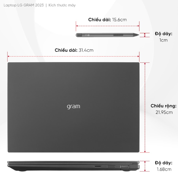 Laptop LG Gram 2023 2 in1 14T90R-G.AH55A5 (Core i5 1340P/ 16GB/ 512GB SSD/ Intel Iris Xe Graphics/ 14.0inch WUXGA Touch/ Windows 11 Home/ Black)
