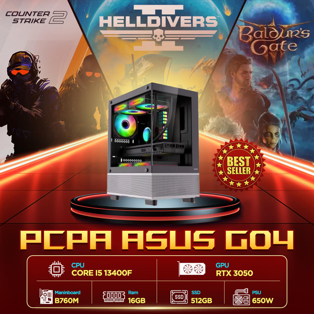 Máy tính để bàn PCPA ASUS Gaming G04 (Core i5 13400F/ Intel B760/ 16GB/ 512GB SSD/ RTX 3050)