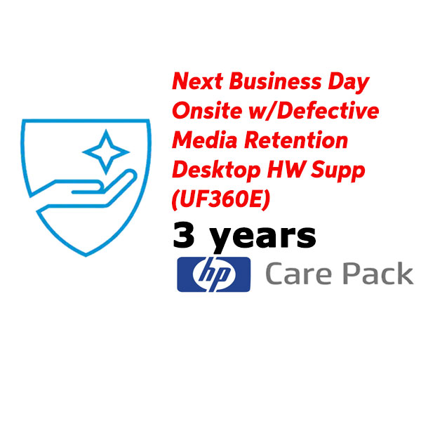 Dịch vụ bảo hành HP 3 year Next Business Day Onsite w/Defective Media Retention Desktop HW Supp (UF360E)