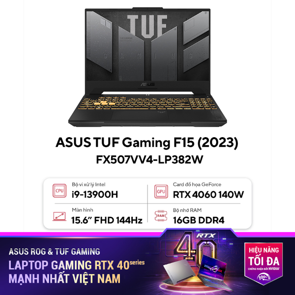 Laptop Asus TUF Gaming 15 FX507VV4-LP382W (i9 13900H/ 16GB/ 512GB SSD/ RTX 4060 8GB/ 15.6 inch FHD/ 144Hz/ Win11/ Grey)
