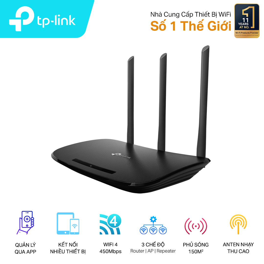 Bộ phát wifi TP-Link TL-WR940N (Chuẩn N/ 450Mbps/ 4 Ăng-ten ngoài/ 15 User)
