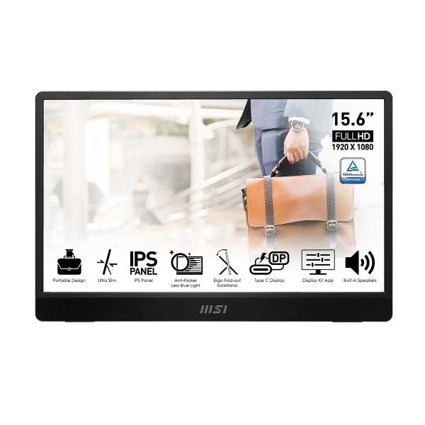 Màn hình di động MSI PRO MP161 (15.6Inch/ Full HD/ 4ms/ 60HZ/ 250cd/m2/ IPS/ Loa/ Type-C)