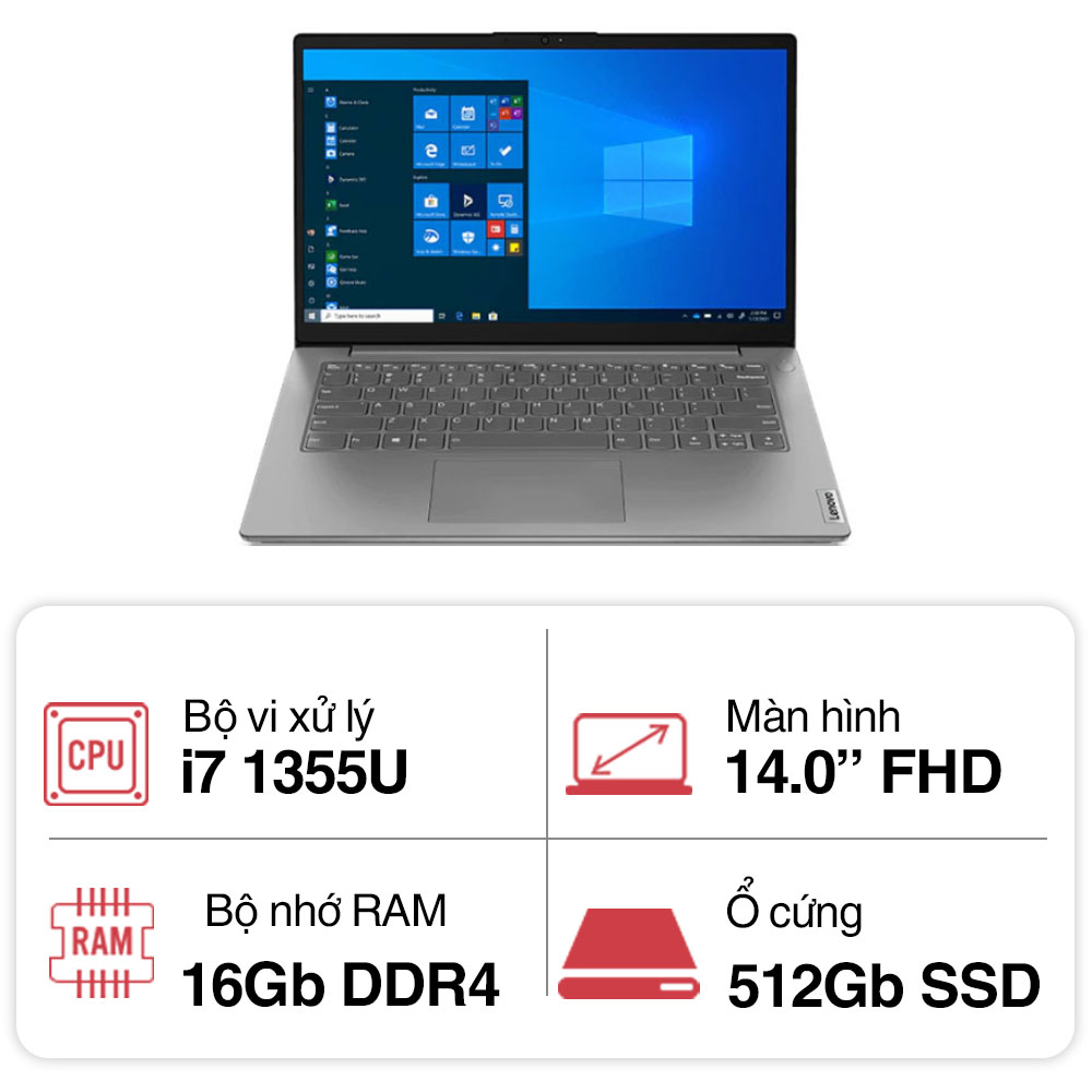 Laptop Lenovo V14 G4 IRU 83A0000RVN (i7 1355U/ 16GB/ 512GB SSD/14 inch FHD/NoOS/ Iron Grey/2Y)