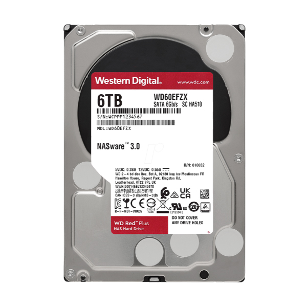 Ổ cứng Western Digital Red Plus 6TB WD60EFPX (3.5Inch/ 5400rpm/ 256MB/ SATA3/ Ổ NAS)
