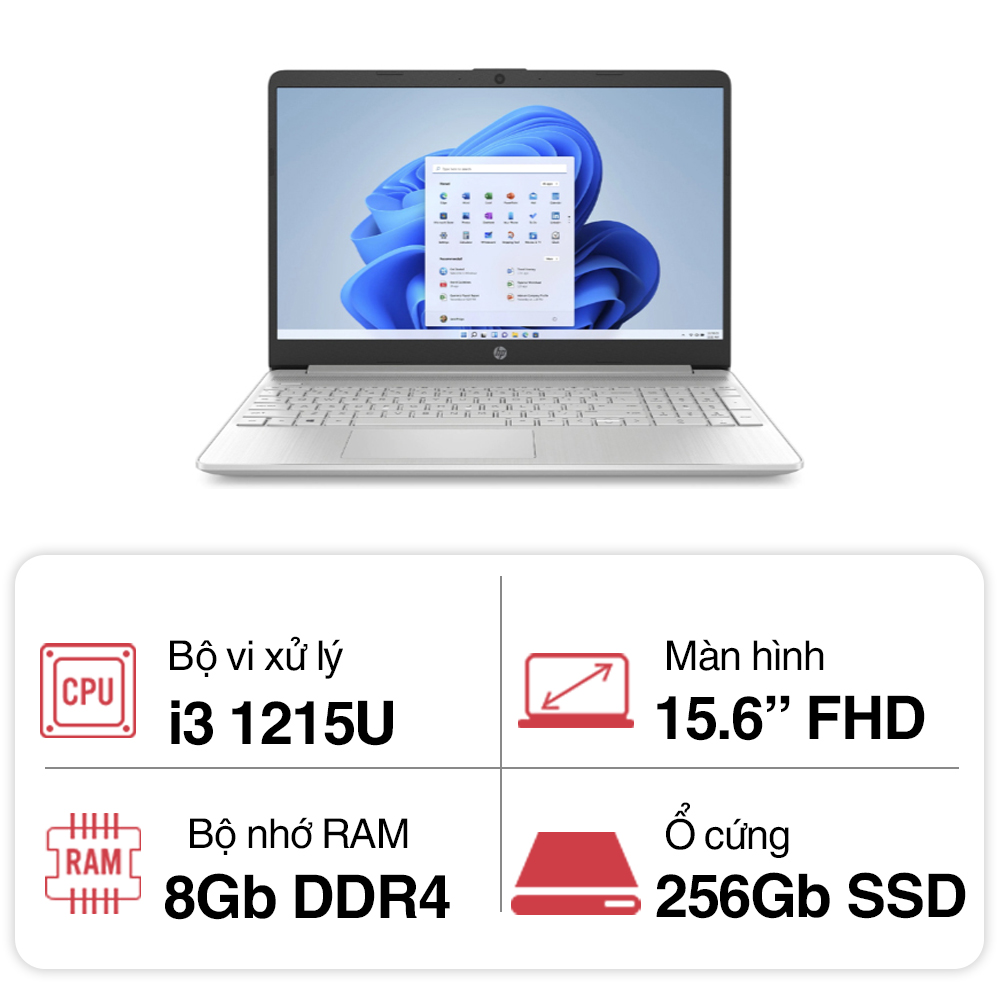 Laptop HP 15s fq5231TU 8U241PA (i3 1215U/ 8GB/ 256GB SSD/15.6 inch FHD/Win11/ Silver)