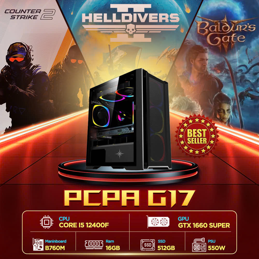 Máy tính PCPA G17 (i5 12400F/16GB/ 512GB SSD/RTX1660S/550W) 
