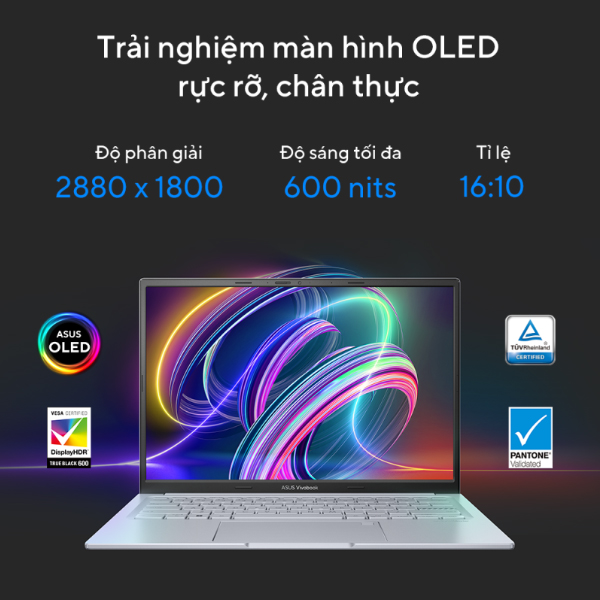Laptop Asus Vivobook 14X OLED K3405ZF-KM086W (Core i5 12450H/ 16GB/ 512GB SSD/ Nvidia GeForce RTX 2050 4GB GDDR6/ 14.0inch 2.8K/ Windows 11 Home/ Silver)