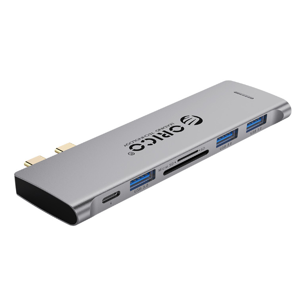 Đế cắm đa năng 6 trong 1 cho Macbook Orico 2CT-6TS-GY từ 2 cổng USB Type-C sang 3 cổng USB3.0, SD, PD, cổng Type C (hỗ trợ Thunderbolt3