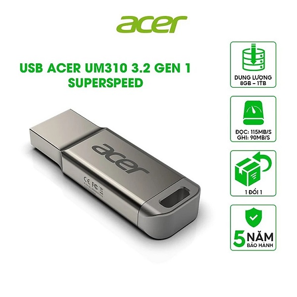 USB Acer UM310 1TB USB 3.2 - Vỏ kim loại