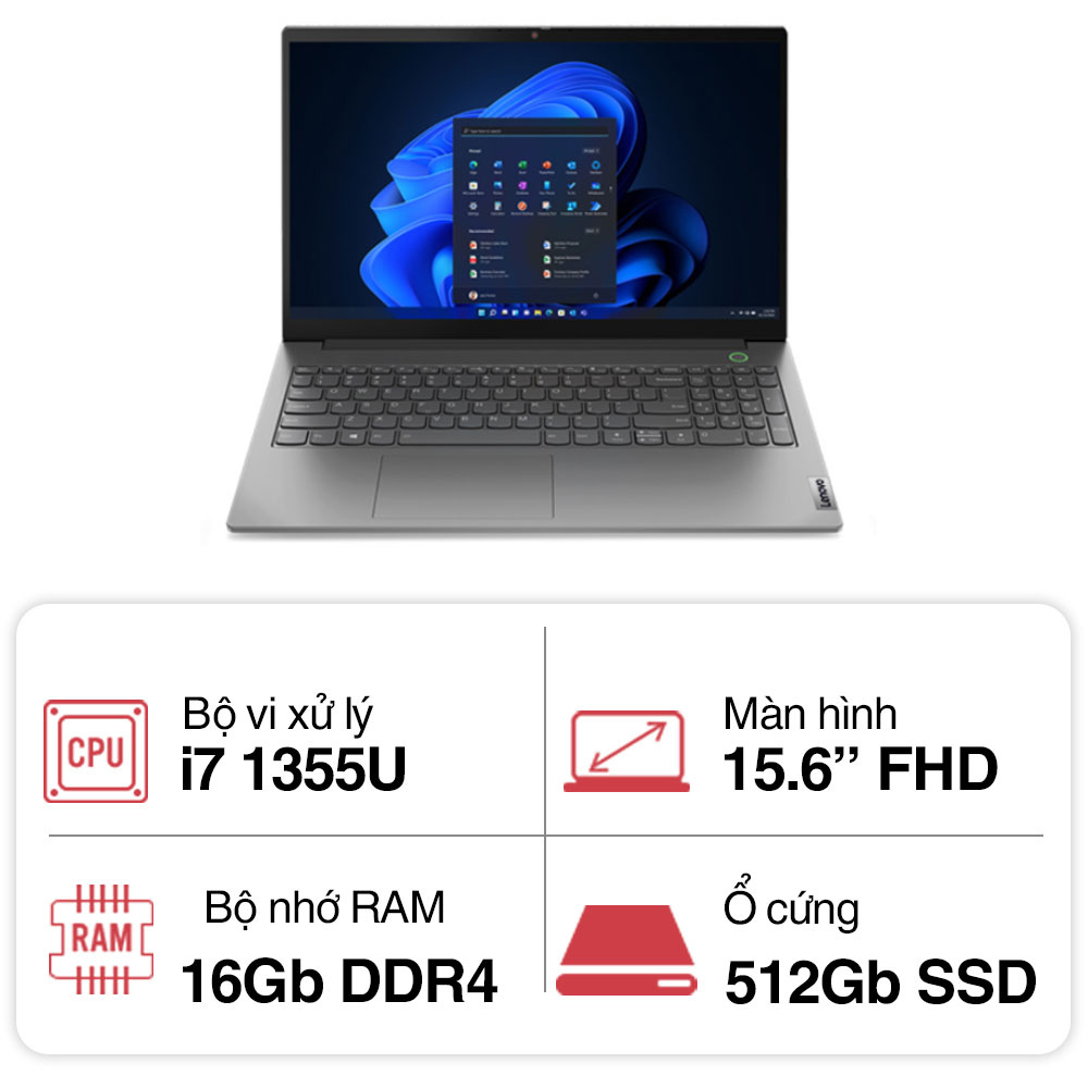 Laptop Lenovo ThinkBook 15 G5 IRL (i7 1355U/ 16GB/ 512GB SSD/15.6 inch FHD/NoOS/ Grey/ Vỏ nhôm/1Y)