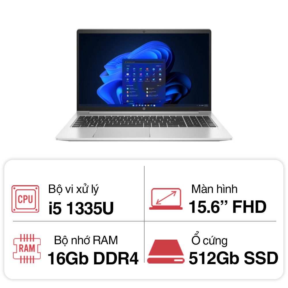 Laptop HP ProBook 450 G10 9H1N5PT (i5 1335U/ 16GB/ 512GB SSD/15.6 inch FHD/Win11/ Silver/ Vỏ nhôm)
