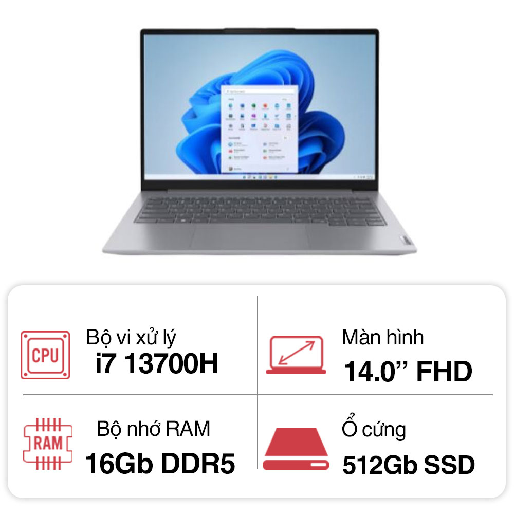 Laptop Lenovo ThinkBook 14 G6 IRL 21KG00BUVN (I7 13700H/ 16GB/ 512GB SSD/ 14 inch WUXGA/ Win11/ Vỏ nhôm/ 2Y)