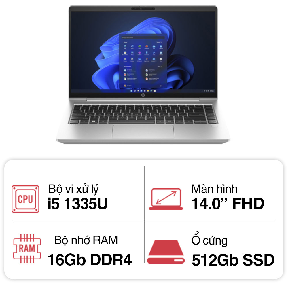 Laptop HP ProBook 440 G10 9H8U6PT (i5 1335U/ 16GB/ 512GB SSD/14 inch FHD/Win11/ Silver/ Vỏ nhôm)