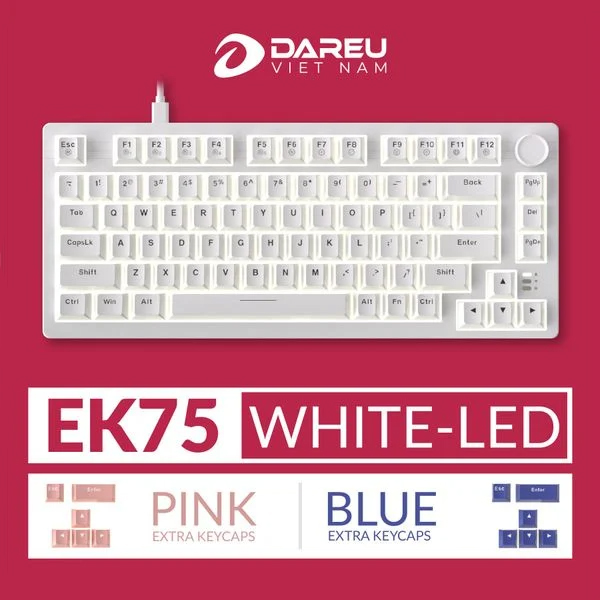 Bàn phím cơ Dareu EK75 Full White DareU Firefly switch 
