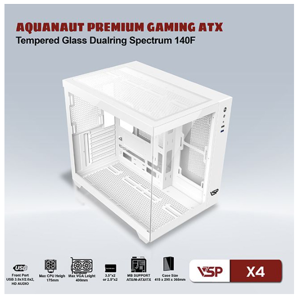 Vỏ máy tính VSP AQuanaut X4 Trắng