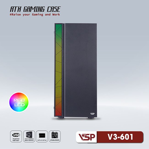 Vỏ máy tính VSP V3-601 Đen