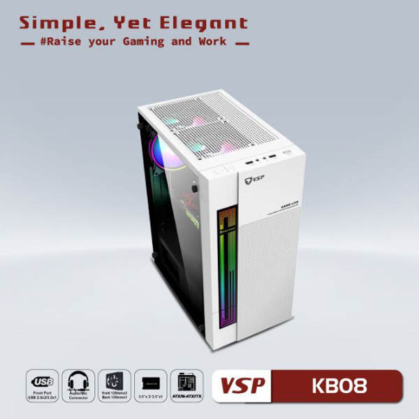 Vỏ máy tính VSP KB08 - Trắng