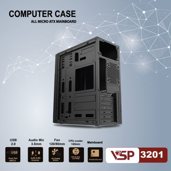Vỏ máy tính VSP 3201 Đen