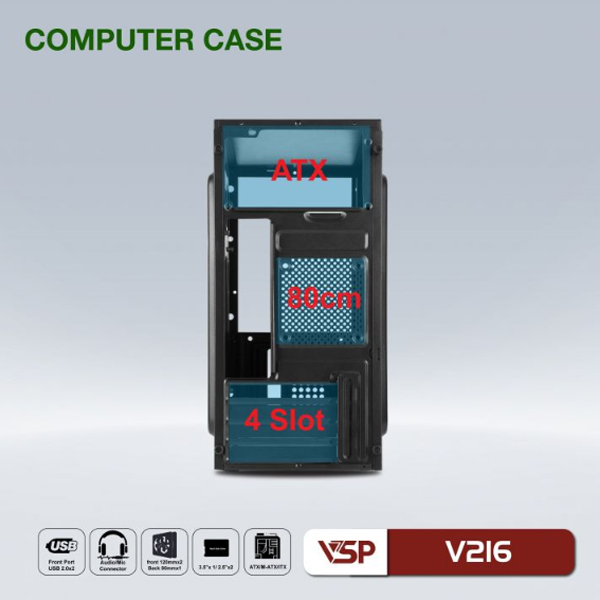 Vỏ máy tính VSP V216 Đen