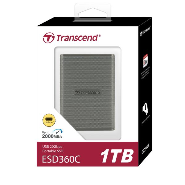 Ổ cứng di động SSD Transcend ESD360C 1Tb USB-A & USB-C one-touch backup botton